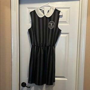 Black and Gray Striped Kids Dress